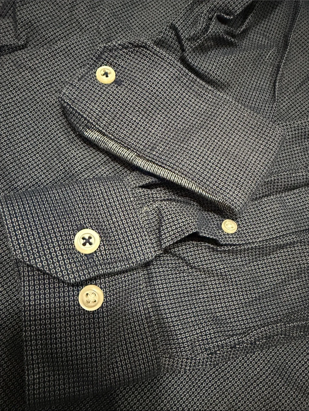 Banana Republic Navy Micro-Check Dress Shirt